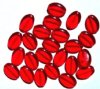 25 16x11mm Transparent Red Flat Oval Beads